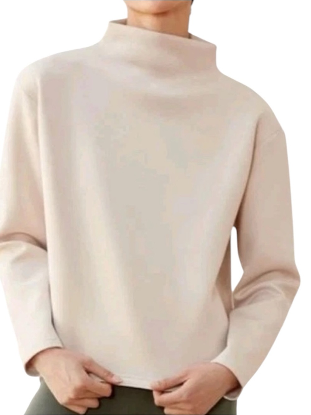 ADAY Women’s Size M Cream Bone Like A Boss Mockneck Pullover Sweatshirt